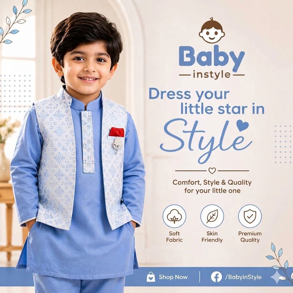 BABY PREMIUM PANJABI SET SKY