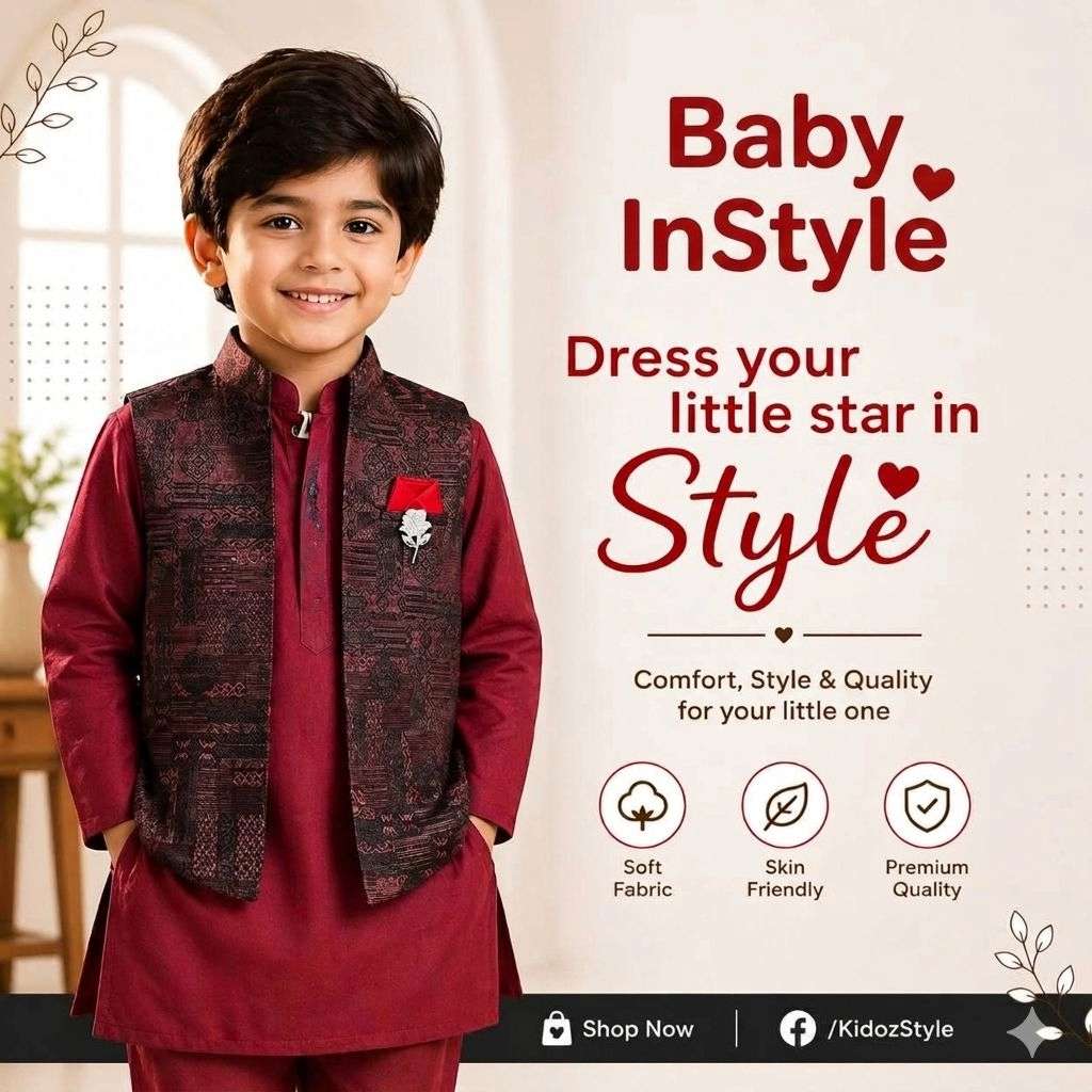 BABY EXCLUSIVE PANJABI SET MERUN