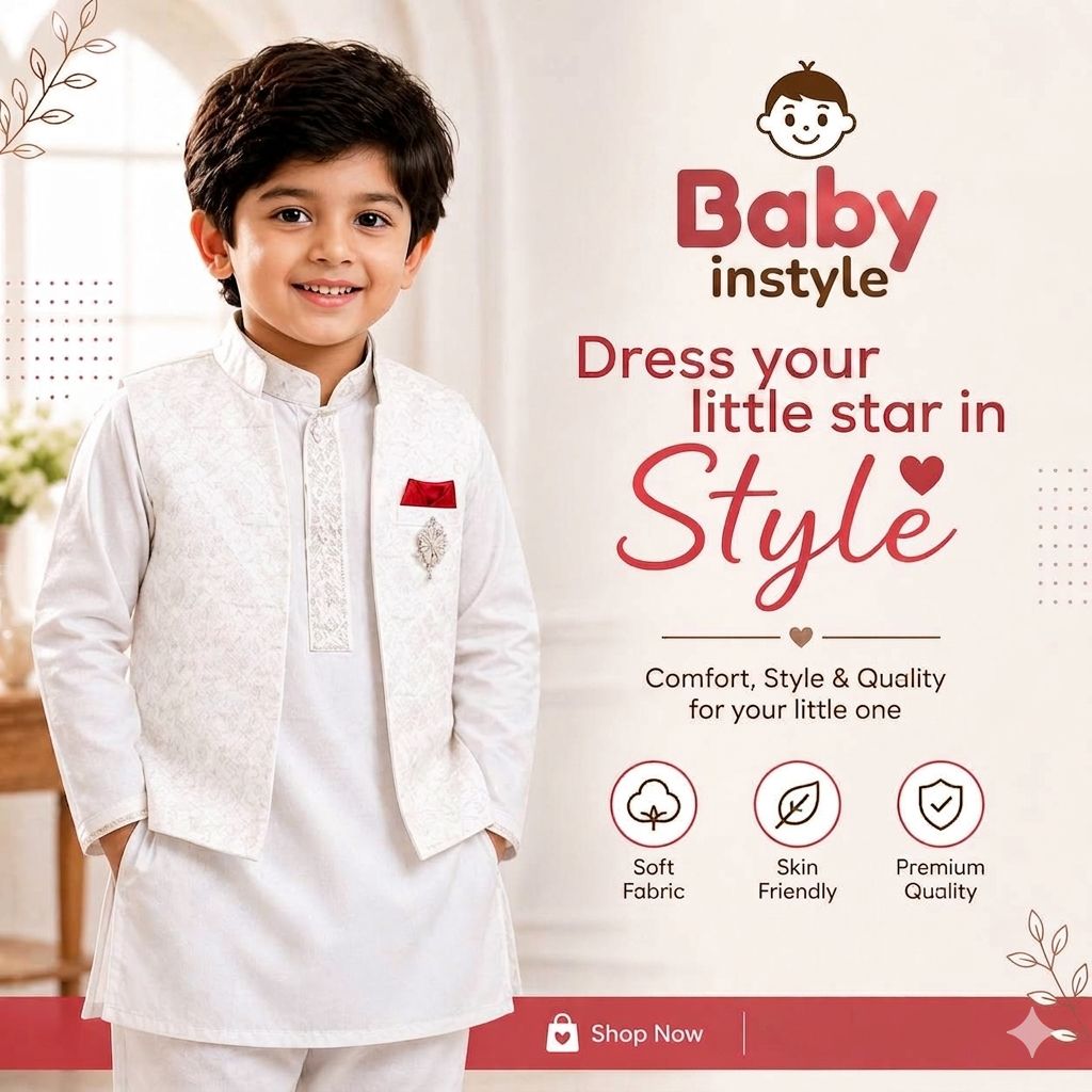 BABY PREMIUM PANJABI SET WHITE